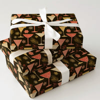 Winter Martini Party Gift Wrap, Holiday Cocktail Wrapping Paper, Dark Aesthetic Drinks Wrapping Paper, New Year Christmas Wrapping Paper
