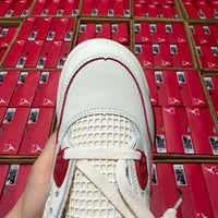 Low Top Sneakers, Off White Red Colorway, Valentine Design, Lace Up Design, Casual Gift for Sneaker Fans