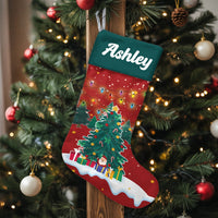 Custom Name Holiday Stocking, Personalized Santa Christmas Stocking, Christmas Tree Mantle Decor, Velboa Velvet Stocking, Family Xmas Present