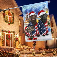 Patriotic American Flag Santa Hat Dog Flag, Labrador Christmas Garden Flag, Double-Sided Lab Holiday Yard Flag, Dog Lover Xmas Decor