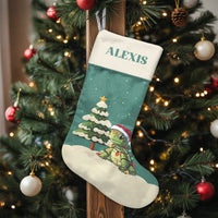 Adorable Santa Hat Tortoise Stocking, Personalized Turtle Christmas Stocking, Custom Name Holiday Stocking, Ocean Animal Kids Christmas Present