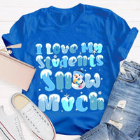 Snowman Snowflake Christmas Tee, I Love My Students Snow Much Shirt, Adorable Winter Teacher T-Shirt, Holiday Classroom Apparel Present