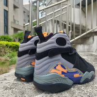 High Top Sneakers, Black Gray Orange Colorway, Lace Up Design, Casual Gift for Sneaker Fans