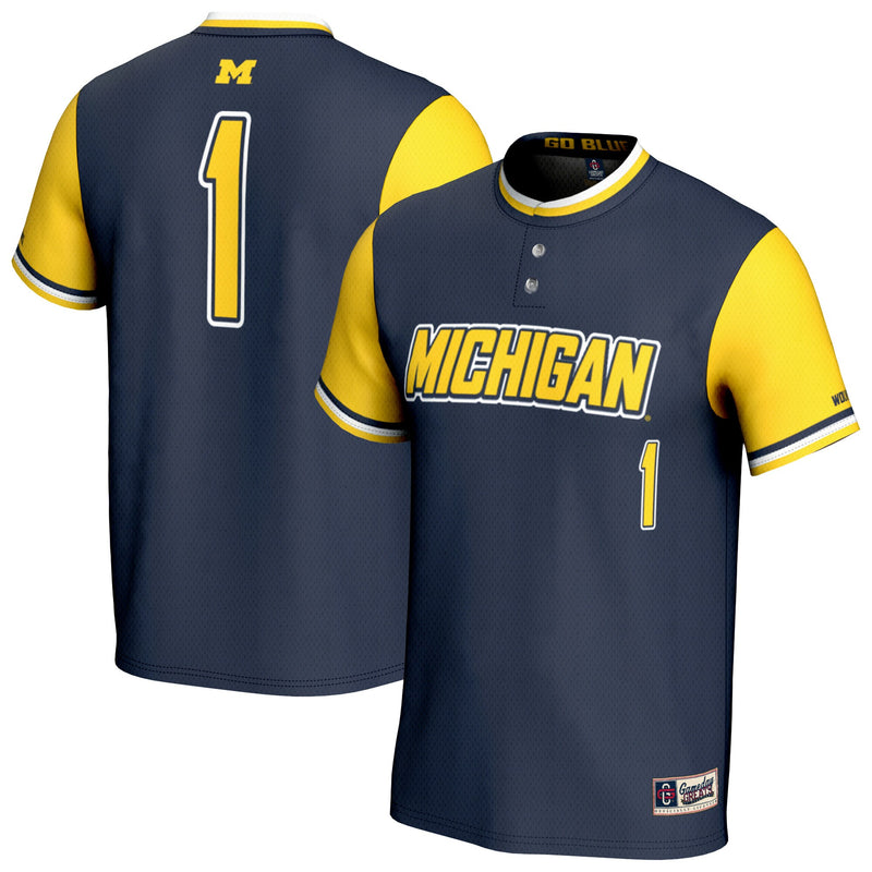 Michigan Wolverines Lightweight Collegiate Softball Fashion Jersey - Navy