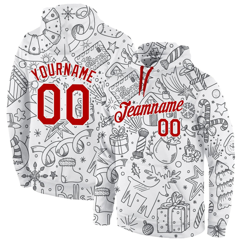 Personalized Name and Number Pullover Hoodie, Custom Christmas Sports Hoodie, Holiday Team Sweatshirt Hoodie, Xmas Sports Fan Present