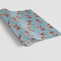 Vintage Christmas Gift Wrap, Skating Santa Wrapping Paper, Retro Santa Holiday Paper, Festive Roll Gift Wrap, Xmas Present Packaging