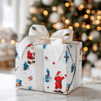 Artistic Painting Santa Gift Wrap, Painterly Santa Claus Christmas Wrapping Paper, Snowy Winter Santa Wrapping Paper, Holiday Wrapping Paper
