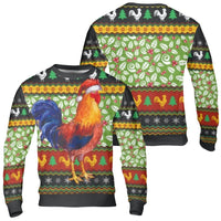 Humorous Farmhouse Chicken Holiday Crewneck, Rooster Ugly Christmas Sweater, Festive Xmas Poultry Jumper, Farm Lover Holiday Sweatshirt