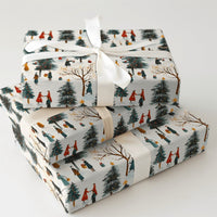 Winter Village Landscape Gift Wrap, Christmas Tree Farm Wrapping Paper, Painterly Holiday Wrapping Paper, Festive Market Gift Wrap Roll