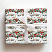 San Francisco Landmark Gift Wrap, Alcatraz Island Wrapping Paper, Holiday Decor Paper, Watercolor Christmas Wrapping Paper Roll