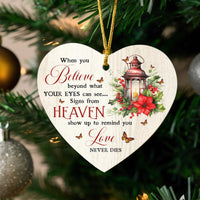 Memorial Butterfly Lantern Keepsake Ornament, Signs from Heaven Ceramic Heart Ornament, Sympathy Christmas Ornament, Loss of Loved One Present
