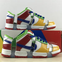 Low Top Sneakers, White Red Green Yellow Colorway, Lace Up Design, Casual Gift for Sneaker Fans