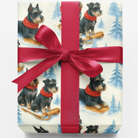 Festive Dog Gift Wrap, Miniature Schnauzer Christmas Wrapping Paper, Adorable Puppy Holiday Wrapping Paper, Dog Lover Gift Wrap Paper Roll