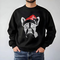Santa Hat Dog Sweatshirt, Boston Terrier Christmas Sweatshirt, Adorable Puppy Holiday Sweatshirt, Winter Dog Lover Crewneck, Xmas Present