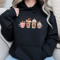 Gingerbread Latte Holiday Graphic Sweatshirt, Christmas Coffee Hoodie, Comfy Winter Cafe Pullover, Warm Holiday Drink Present