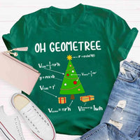 Humorous Geometry Pun Xmas Tree Shirt, Oh Geometree Math Christmas T-Shirt, Math Teacher Holiday Tee, Student Math Humor Shirt Present