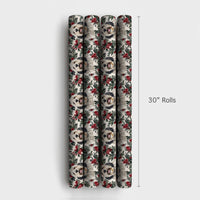 Christmas Dog Gift Wrap, Old English Sheepdog Wrapping Paper, Holiday Floral Wrapping Paper, Dog Lover Present Wrap, Winter Gift Wrap Roll