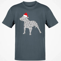 Festive Dog Lover Holiday Shirt, Pitbull Santa Hat Christmas T-Shirt, Adorable Xmas Pittie Graphic Tee, Winter Merry Christmas Dog T-Shirt
