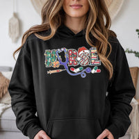 Festive Stethoscope Nurse Hoodie, Christmas Nurse Hoodie, Holiday Healthcare Sweatshirt, Nursing Student Pullover Hoodie, RN Xmas Present