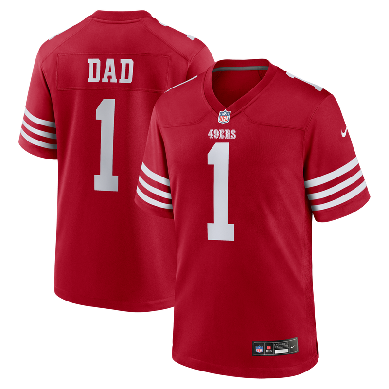 San Francisco 49ers Number 1 Dad Scarlet Game Jersey