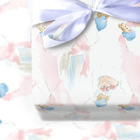 Adorable Cookie Eating Santa Gift Wrap, Watercolor Santa Claus Wrapping Paper, Pastel Christmas Paper, Whimsical Holiday Wrapping Paper Roll