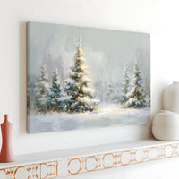 Glowing Christmas Tree Canvas Print, Snowy Winter Forest Canvas Wall Art, Holiday Pine Forest Canvas Decor, Festive Winter Scene Canvas
