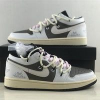 Low Top Sneakers, Gray White Colorway, Lace Up Design, Casual Gift for Sneaker Fans