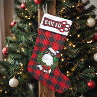 Custom Buffalo Plaid Pet Stocking, Tuxedo Cat Christmas Stocking, Personalized Cat Lover Holiday Stocking, Adorable Animal Christmas Stocking
