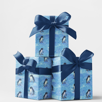 Snowy Penguin Gift Wrap, Winter Penguin Wrapping Paper, Winter Wonderland Wrapping Paper, Holiday Bird Gift Wrap, Christmas Present Paper