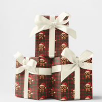 Plaid Holiday Dog Gift Wrap Roll, Yorkie Christmas Wrapping Paper, Yorkshire Terrier Present Wrap, Adorable Xmas Dog Paper