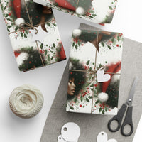 Holly Christmas Gift Wrap, Watercolor Reindeer Antlers Wrapping Paper, Festive Winter Botanical Wrapping Paper, Holiday Gift Wrap Roll