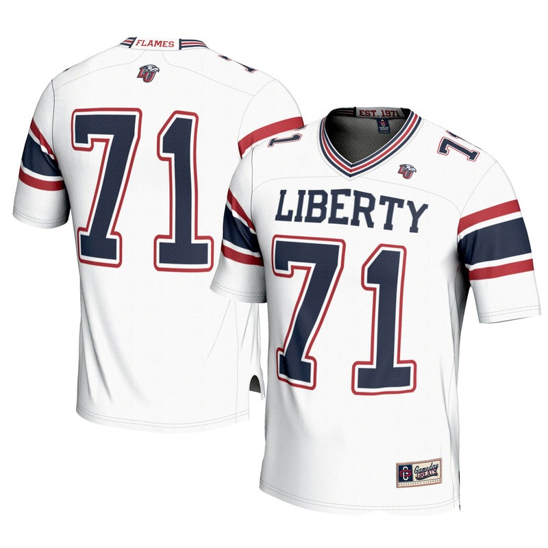 #71 Liberty Flames Football Jersey – White