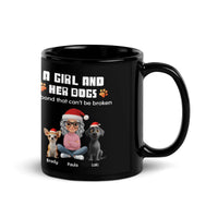 Adorable Girl and Dogs Christmas Mug, Personalized Dog Mom Mug, Custom Pet Lover Coffee Cup, Holiday Dog Mama Ceramic Mug 11oz 15oz