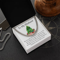Husband Holiday Chain, Christmas Cuban Link Chain Necklace, Mens Cuban Link Jewelry, Personalized Husband Necklace, Christmas Present for Him
