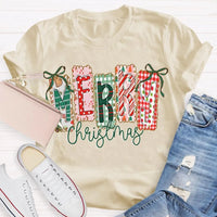 Retro Festive Holiday T-Shirt, Merry Christmas Colorful Square Font Shirt, Merry Xmas Graphic Tee, Holiday Season Family Party Outfit
