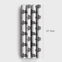 Black and White Christmas Gift Wrap, Sketch Highland Cow Wrapping Paper, Rustic Cow Holiday Wrapping Paper, Farmhouse Gift Wrap Paper Roll