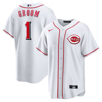 Cincinnati Reds White #1 Groom Home Replica Jersey