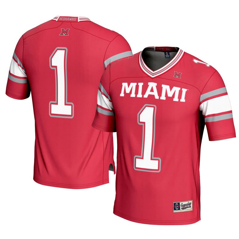 #1 Miami University RedHawks Football Jersey - Red
