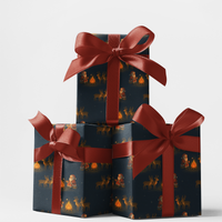 Christmas Camping Gift Wrap, S'mores with Santa Wrapping Paper, Whimsical Holiday Gift Wrapping Paper, Adorable Winter Camp Present Wrap Roll