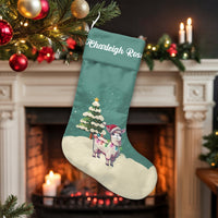 Personalized Animal Holiday Stocking, Adorable Santa Llama Christmas Stocking, Custom Name Christmas Stocking, Festive Kids Christmas Stocking