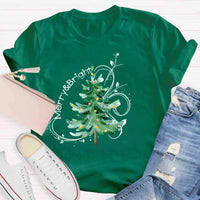 Festive Holiday Graphic Tee, Merry and Bright Christmas Tree Shirt, Retro Xmas Tree T-Shirt, Christmas Season Apparel, Winter Holiday Present