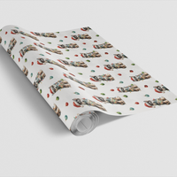 Santa Hat Puppy Gift Wrap, Husky Christmas Wrapping Paper, Watercolor Dog Present Wrap, Winter Holiday Husky Lover Present Packaging Roll