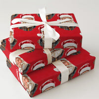 Plaid Flannel Santa Claus Gift Wrap, Lumberjack Santa Wrapping Paper, Rustic Red Christmas Wrapping Paper, Country Holiday Present Paper