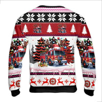 Fire Truck Holiday Sweatshirt, Firefighter Christmas Ugly Sweater, Reindeer Antlers Ugly Sweater, Festive Fireman Ugly Christmas Sweater