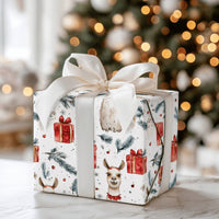 Adorable Watercolor Llama Gift Wrap, Christmas Llama Wrapping Paper, Festive Alpaca Llama Wrapping Paper, Winter Holiday Animal Present Wrap