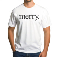 Festive Holiday Typography Graphic Tee, Minimalist Merry Christmas Shirt, Adorable Vintage Merry Xmas T-Shirt, Comfy Family Holiday Apparel