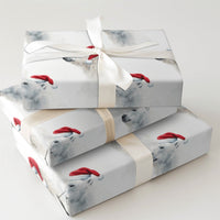 Watercolor Arctic Animal Gift Wrap, Polar Bear Christmas Wrapping Paper, Santa Hat Polar Bear Wrapping Paper, Winter Holiday Gift Wrap