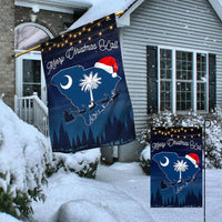 Double-Sided Palmetto Tree Santa Hat Yard Flag, South Carolina Merry Christmas Y'all Garden Flag, Southern Holiday Lawn Flag