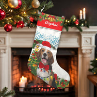 Custom Name Dog Stocking, Personalized Beagle Christmas Stocking, Adorable Pet Holiday Stocking, Beagle Lover Present, Christmas Morning Decor