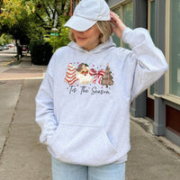 Leopard Christmas Tree Hooded Sweatshirt, Retro Santa Tis the Season Hoodie, Adorable Festive Winter Pullover, Womens Holiday Present